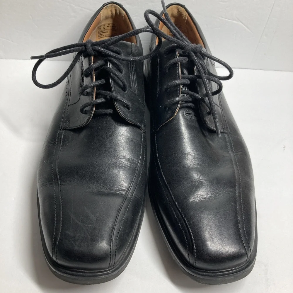 Unstructured By Clarks‎ Shoes Men's 11 W Black Leather Bicycle Toe Lace Up Derby